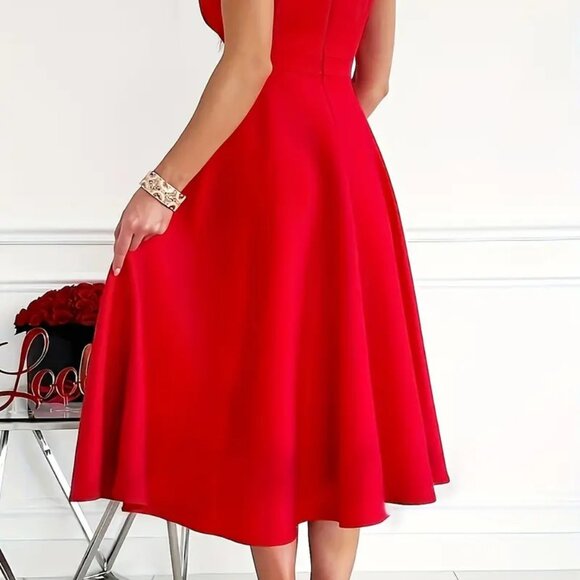 Women's Plus Size Elegant Peplum Summer Evening Party Cocktail Red Dress 20W - Picture 5 of 9